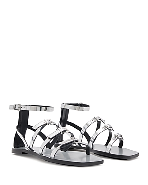 Allsaints Lore Strappy Sandal In Mirror Silver