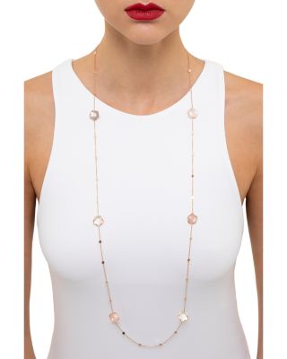 18K Rose Gold Bouquet Lunaire Multicolor Moonstone & Diamond Flower Polished Disc Statement Necklace, 40"