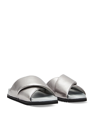 Allsaints Women's Saki Slip On Crisscross Slide Sandals In Silver