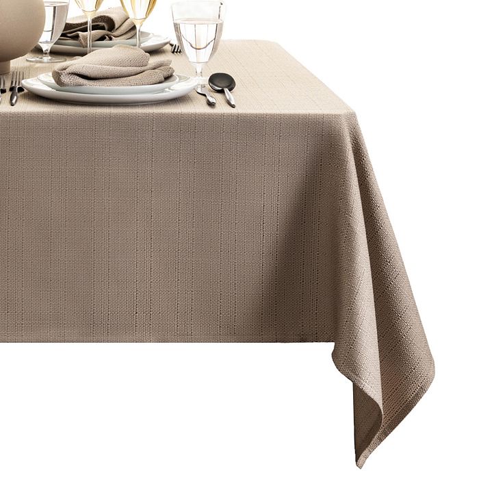 Elrene Home Fashions Laurel Solid Texture Water And Stain Resistant Tablecloth, 60 X 102 In Taupe