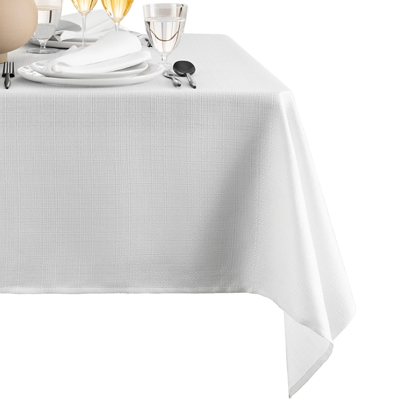 Elrene Laurel Solid Texture Water and Stain Resistant Tablecloth 60x84 Rectangle - White