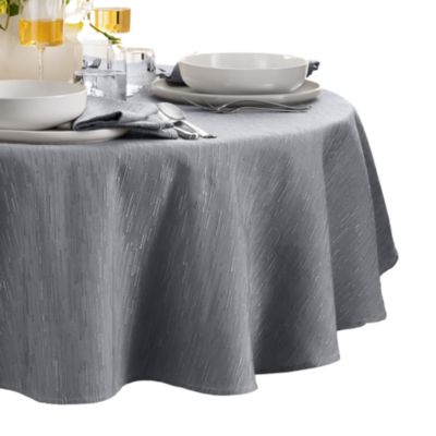 Elrene Home Fashions - Continental Solid Texture Water and Stain Resistant Round Tablecloth, 70"