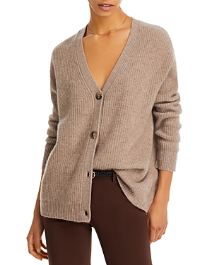 C By Bloomingdale's Cashmere Ribbed Oversized Cashmere Cardigan - 100% Exclusive In Sesame