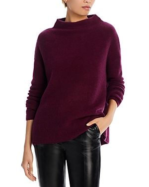 C By Bloomingdale's Cashmere Mock Neck Brushed Cashmere Sweater - 100% Exclusive In Heather Burgundy