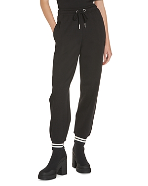 Moncler Striped Cuff Sweatpants In Black