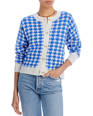Aqua Cashmere Houndstooth Cashmere Cardigan - 100% Exclusive Aqua Cashmere Houndstooth Cashmere Cardigan - 100% Exclusive