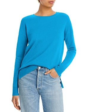 Aqua Cashmere High Low Crewneck Cashmere Sweater - 100% Exclusive In Island Blue