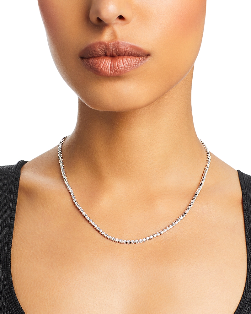 Bloomingdale's Fine Collection Diamond Crown Set Tennis Necklace in 14K White Gold, 4.0 tcw