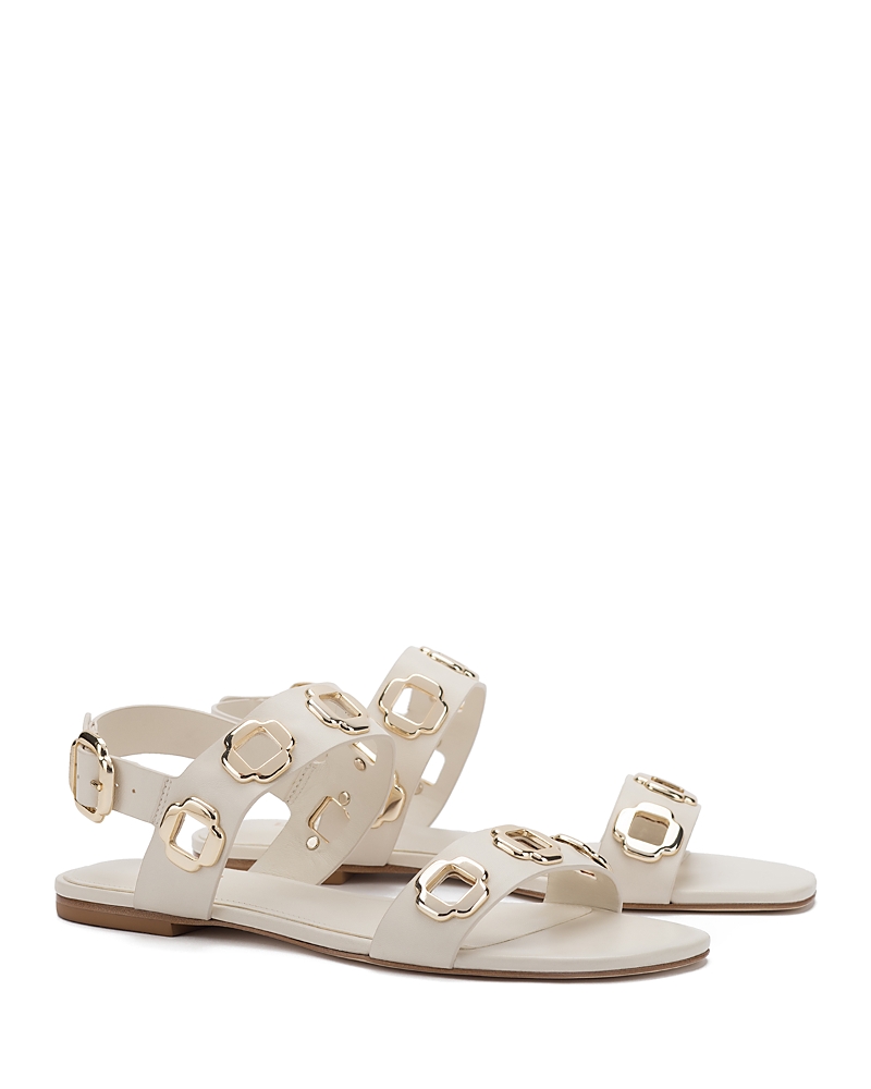 Larroude Women's Milan Ankle Strap Embellished Slingback Sandals