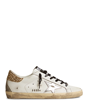 Shop Golden Goose Women's Super-star Low Top Sneakers In White Silver
