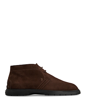 Shop Tod's Men's Lace Up Desert Boots In Dark Brown