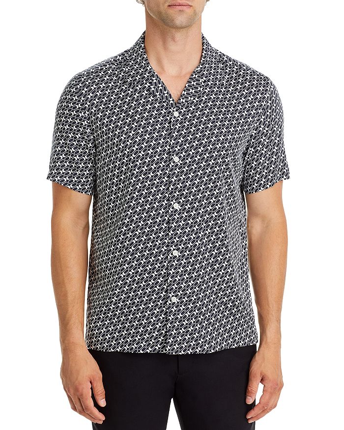 Theory Irving Printed Regular Fit Button Down Camp Shirt | Bloomingdale's