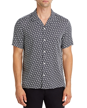 THEORY IRVING PRINTED REGULAR FIT BUTTON DOWN CAMP SHIRT