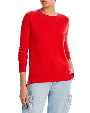 Aqua Cashmere High Low Crewneck Cashmere Sweater - 100% Exclusive In Red Orange