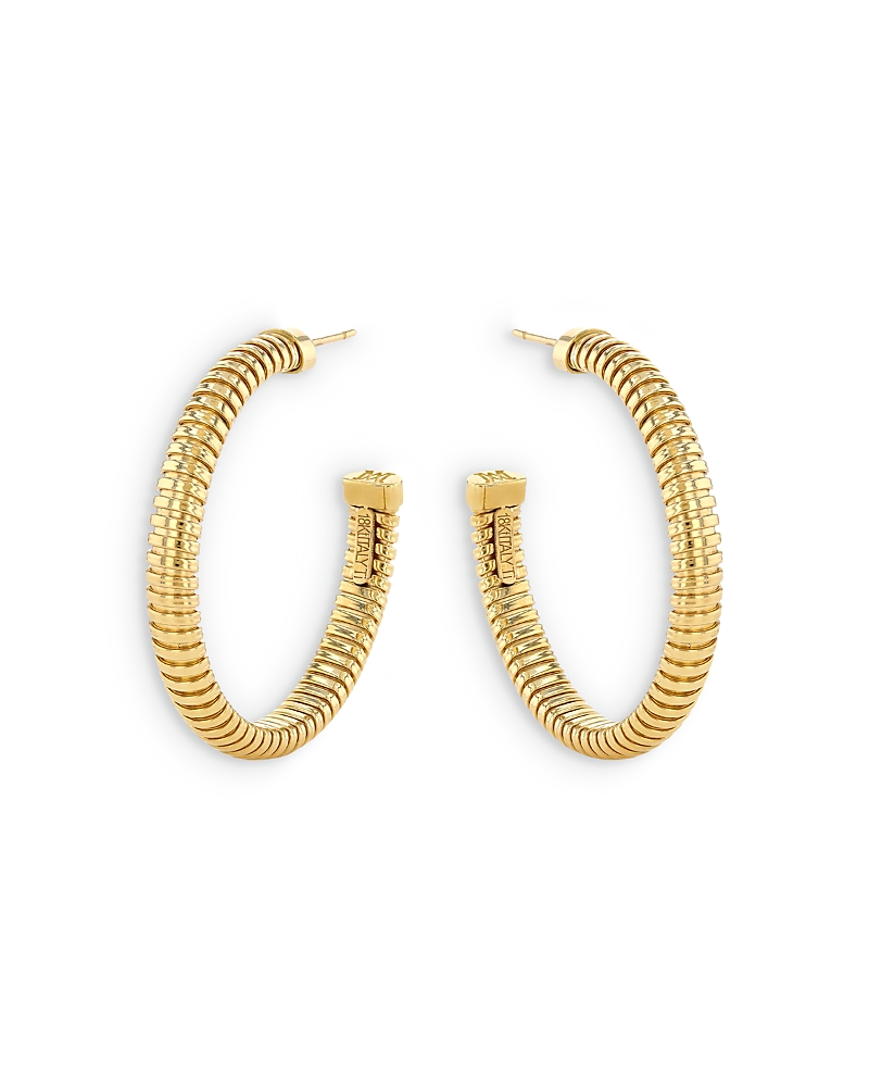 Alberto Milani 18k Yellow Gold Via Bagutta Tubogas Medium Hoop Earrings In Gold