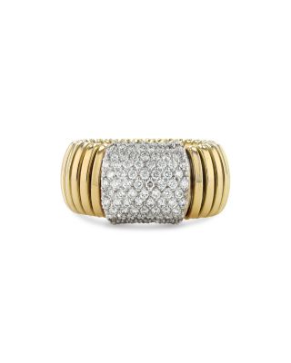 Alberto Milani - 18K White & Yellow Gold Via Mercanti Diamond Pav&eacute; Tubogas Ring