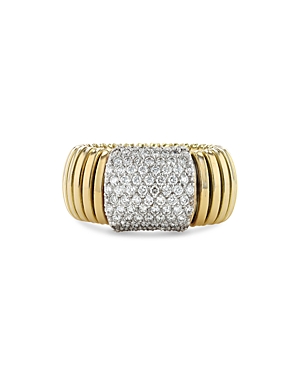 Alberto Milani 18k White & Yellow Gold Via Mercanti Diamond Pave Tubogas Ring In Gold/white