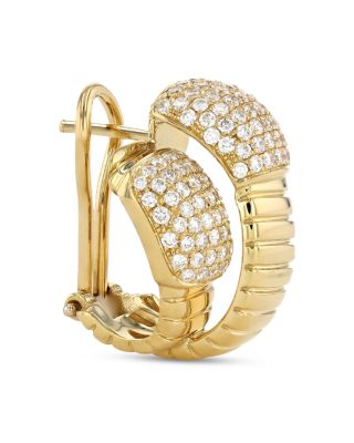 18K Yellow Gold Via Mercanti Diamond Pav&eacute; Double Tubogas Hoop Earrings