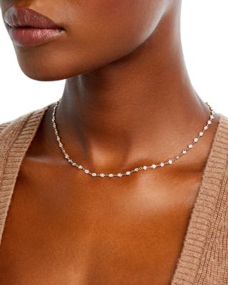 Diamond Station Tennis Necklace in 14K Yellow Gold, 3.60 tcw 