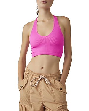 Free People Free Throw Ribbed Crop Tank In Neon Magenta