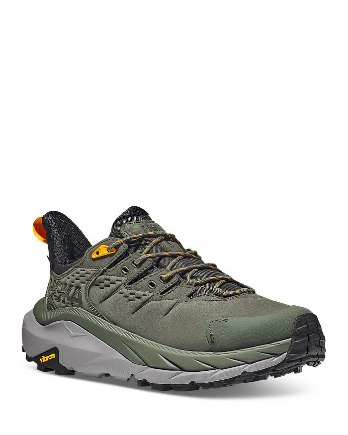 Shop Hoka Men's Kaha 2 Low Top Gtx Hiking Sneakers In Thyme/radiant Yellow