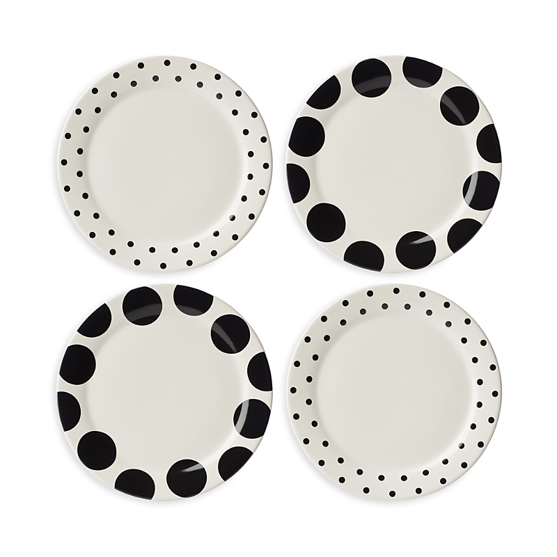 Kate Spade Deco Dot On The Dot Assorted Dinner Plates 4-piece Set In White