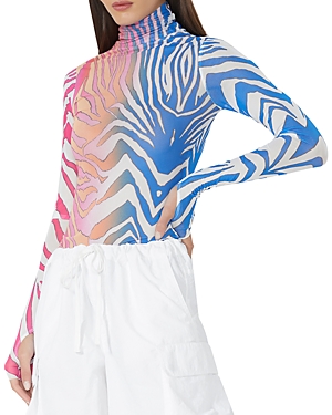 Afrm Zadie Turtleneck Mesh Top In Spring Multi