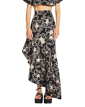 Max Mara Asymmetric Printed Maxi Skirt In Black