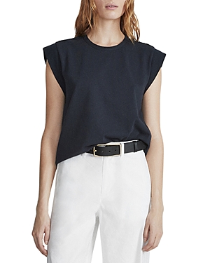 Rag & Bone Mixed Media Muscle Tee In Navy