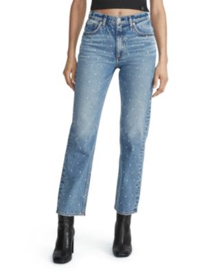 rag & bone - Harlow Embellished Straight Jeans in Everly Jewel