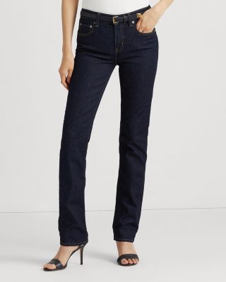 Mid-Rise Straight Jeans in Dark Rinse