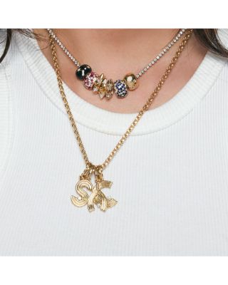 14K Yellow Gold Groovy Diamond Wishbone Pendant