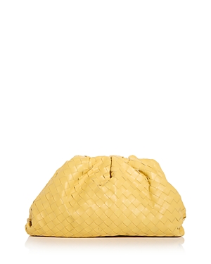 Bottega Veneta The Pouch Large Gathered Intrecciato Leather Clutch In Yellow