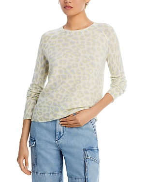 Aqua Cashmere Leopard Print Crewneck Cashmere Sweater - 100% Exclusive In Heather