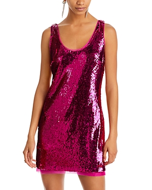 HALSTON AISHIA SEQUINED MINI DRESS