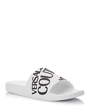 Shop Versace Jeans Couture Men's Slip On Slide Sandals In White