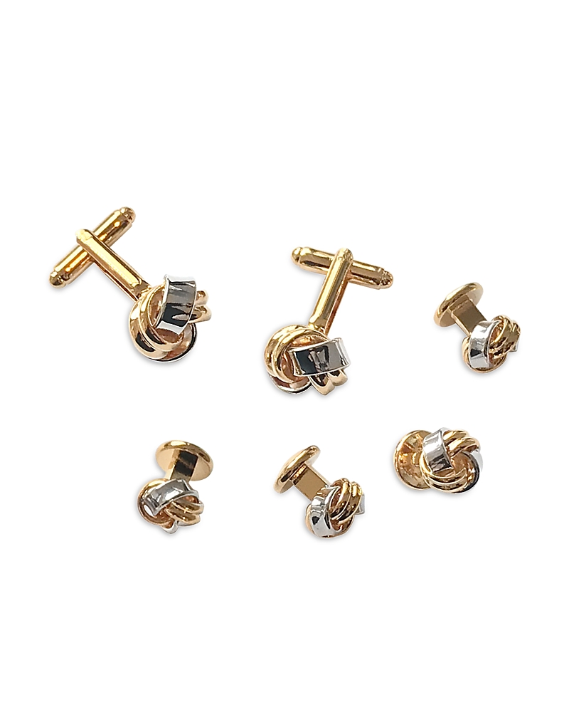 Link Up Classic Knot Gold Silver Cufflinks And Stud Sets In Metallic