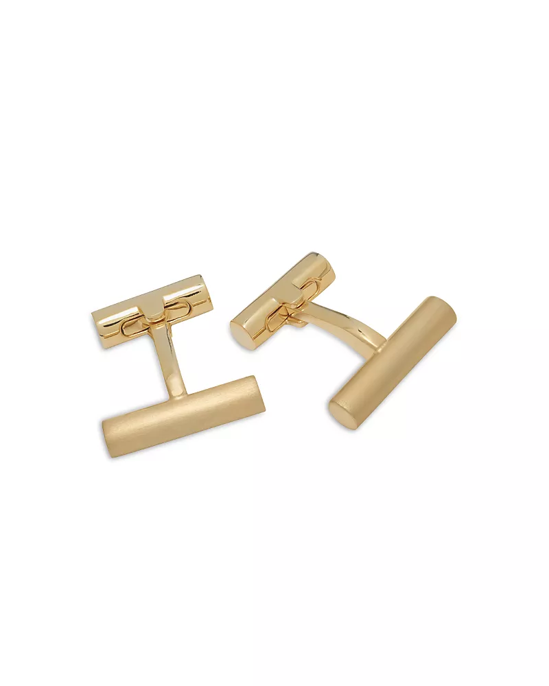 Link Up Two Tone Rhodium Plated Bar Cufflinks