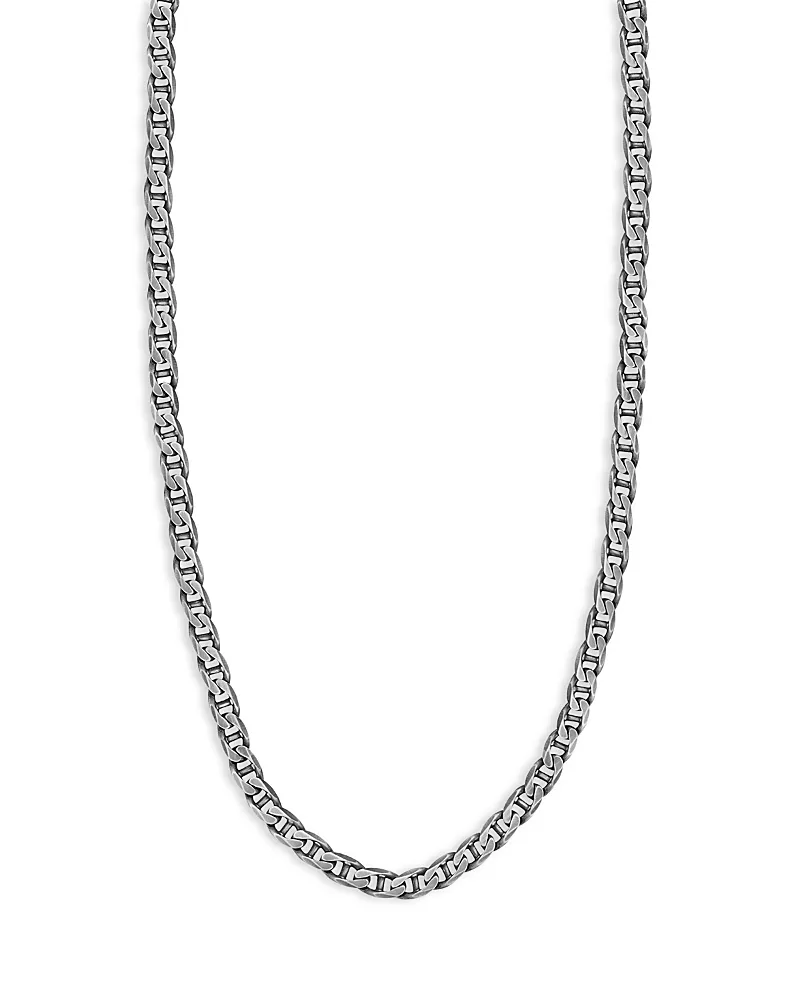Milanesi And Co Men's Sterling Silver Oxidized Mariner Link Chain Necklace, 20