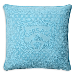 Versace Seashell Baroque Double Face Accent Pillow In Azur