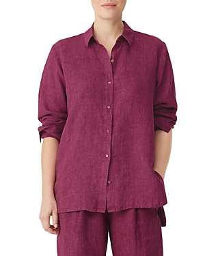 Eileen Fisher Linen Classic Collar Shirt In Rasby