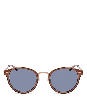 Shop Shinola Arrow Round Sunglasses, 50mm In Brown/blue Solid