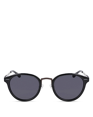 Shinola Arrow Round Sunglasses, 50mm In Shiny Black/gray Solid