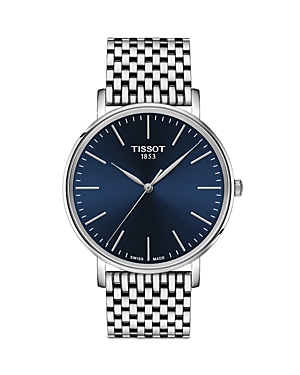 Tissot Men's Swiss Everytime Stainless Steel Bracelet Watch 40mm In Blue/silver