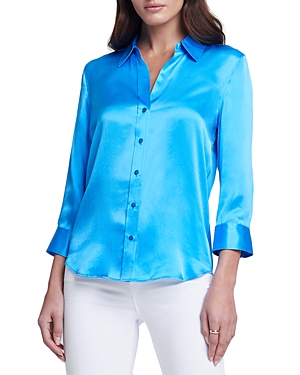 L Agence Dani Blouse In Neon Blue