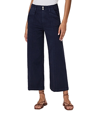Shop Paige Brooklyn High Rise Cropped Wide Leg Pants In Vintage Cosmic Navy