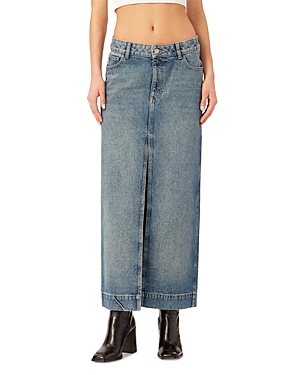 Dl1961 Asra Womens Slit Cotton Denim Skirt In Aged Mid