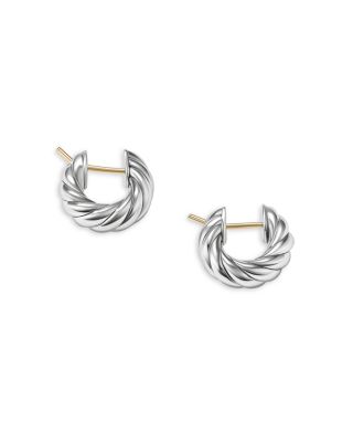 Sculpted Cable Hoop Earrings in Sterling Silver, 14.4mm