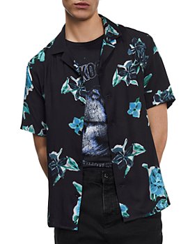 The Kooples - Printed Short Sleeve Button Front Camp Shirt