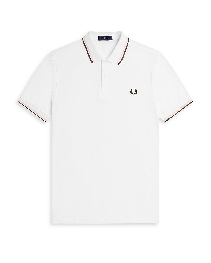 Fred Perry Twin Tipped Slim Fit Polo In White/slkyp